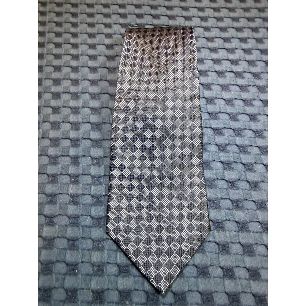 Lauren Ralph Lauren Polo Tie Embroidered 100% Silk Blue Geometric Made in USA